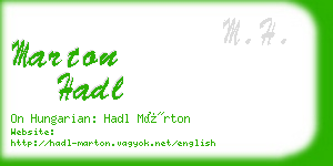 marton hadl business card